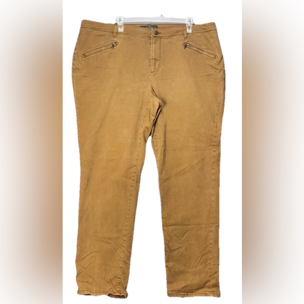 Lauren Raph Lauren Womens‎ Brown Twill Zip Pocket Stretch Pants Sz 20W 42/31